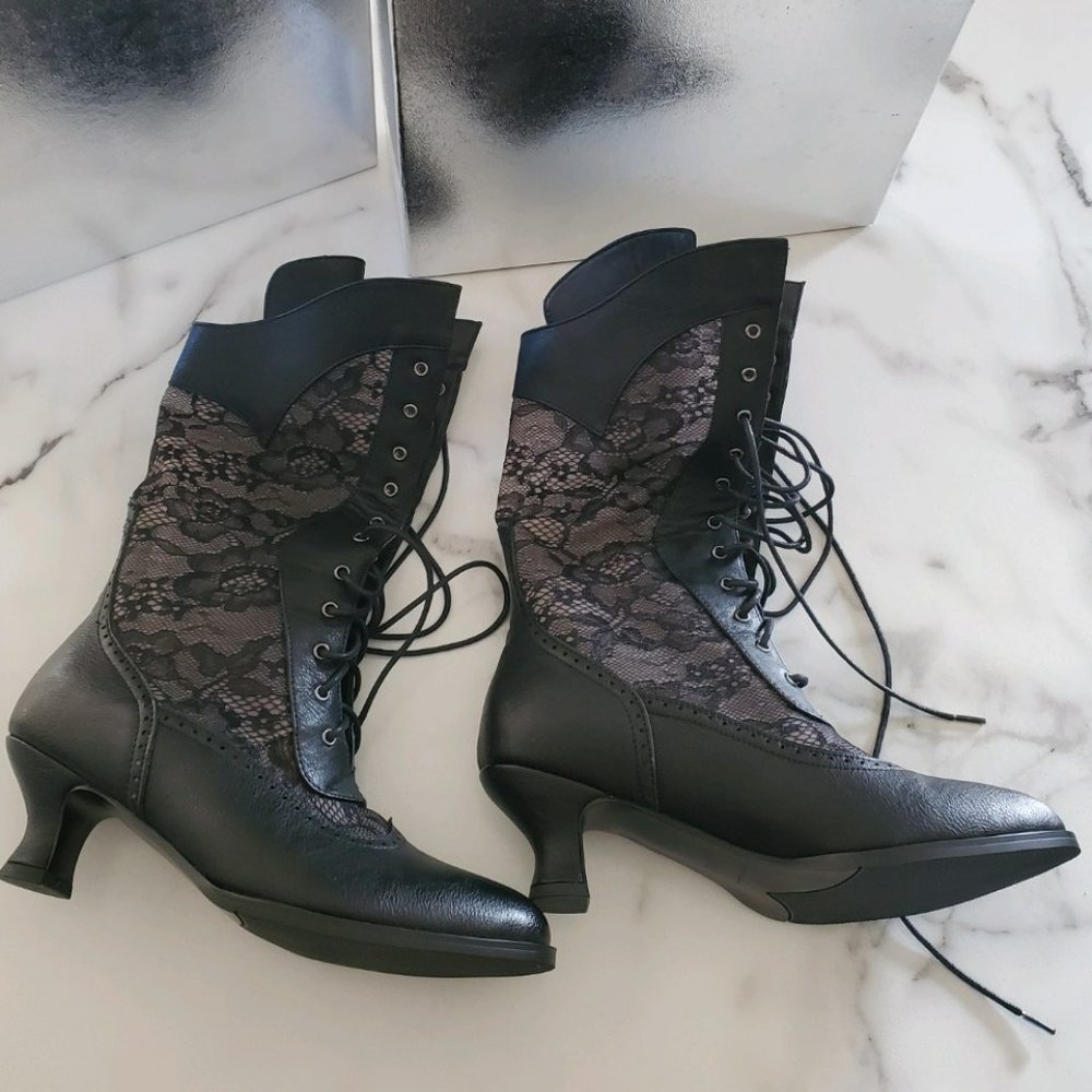 Black Heeled Lace Boots